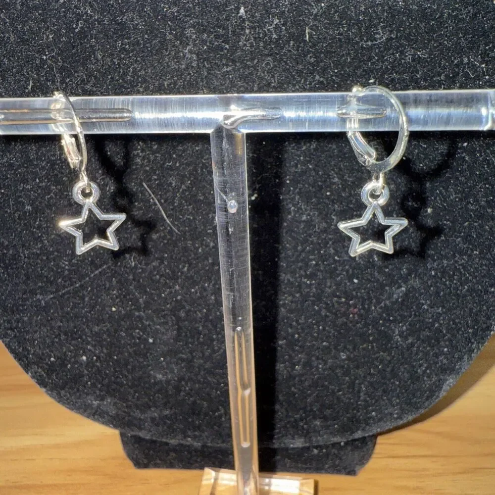 Silvertone Star Drop Earrings